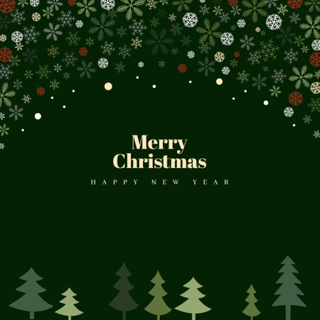 Merry Christmas and Happy New Year greeting card, poster, holiday coverのイラスト素材