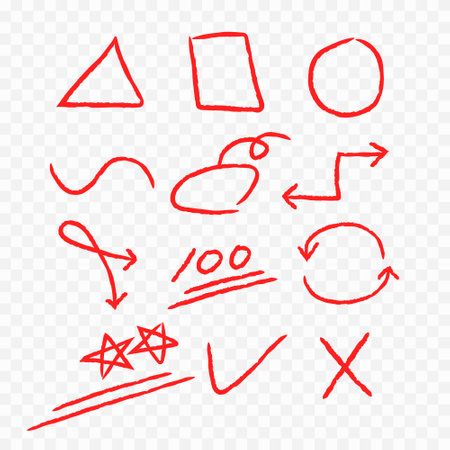 vector sketch design, sign, pointer, highlight, marker, hand drawn, drawn styleのイラスト素材