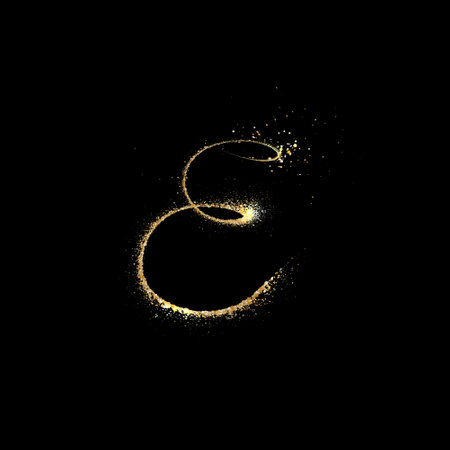 Gold glittering number 6 on a black background. Vector illustration.のイラスト素材