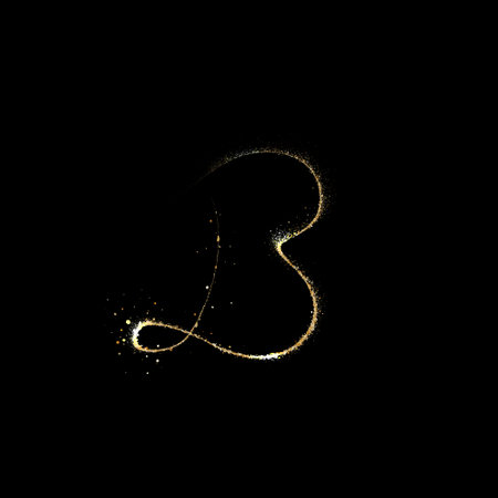 Gold glittering letter B on a black background. Vector illustration.のイラスト素材