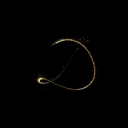 Gold glittering letter C on a black background. Vector illustration.のイラスト素材