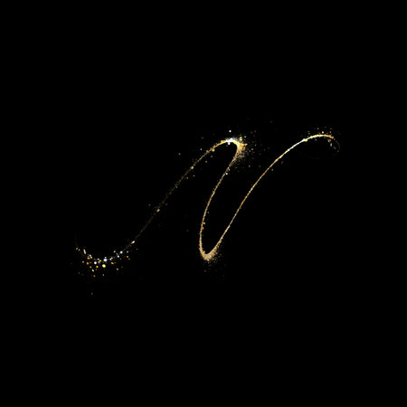 Gold glittering spiral on a black background. Vector design element.のイラスト素材