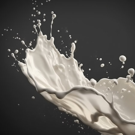 Splash of milk on a black background. 3d rendering.の素材