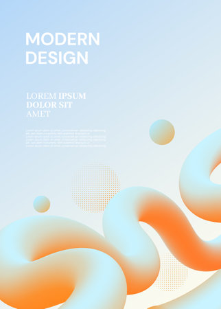 Abstract background with 3d liquid shapes. Cover design template. Vector illustration.のイラスト素材