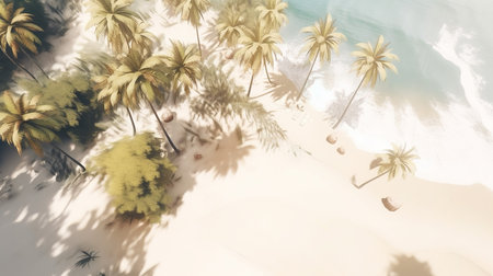 Tropical island with palm trees and sand. 3d renderingの素材