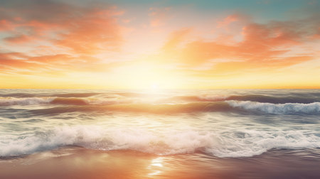 Beautiful seascape. Dramatic sunset over the sea.の素材