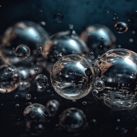 Bubbles in water on a dark background. 3d renderingの素材