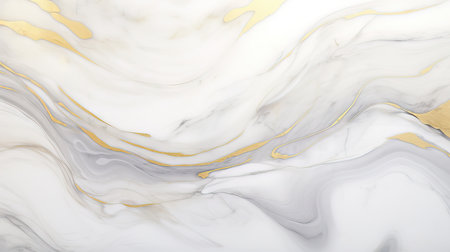 White and gold marble texture background. Marbling artwork texture. Agate ripple pattern. Gold powder.の素材