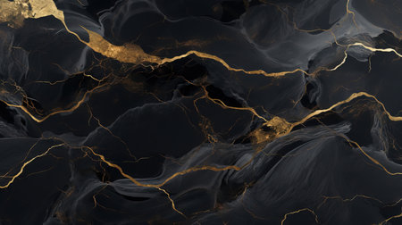 Black marble texture with gold veins. Abstract background and texture for design.の素材