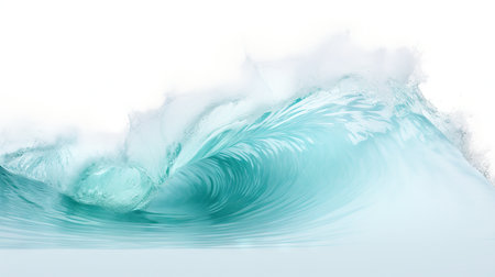 Blue ocean wave on a white background. 3d rendering, 3d illustration.の素材