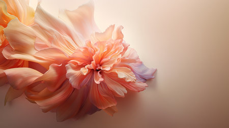 Beautiful peony flower isolated on black background. Close up.の素材