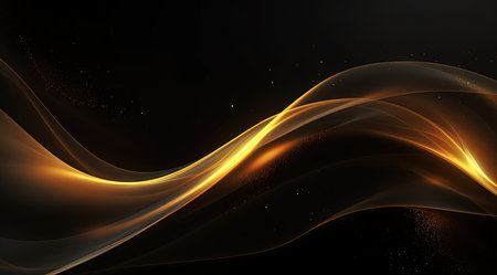 Abstract golden wave on black background. Vector illustration.の素材