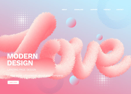 Background image illustration made up of curved twists and waves using gradient fur blends 3d Fluid Shapes for Brochure, Banner, Poster, Flyer. Vector Illustration.のイラスト素材