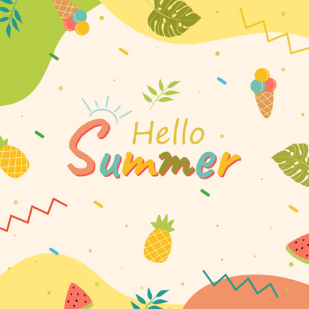 Hello Summer hand lettering typography poster. Vector illustration of Hello Summer.