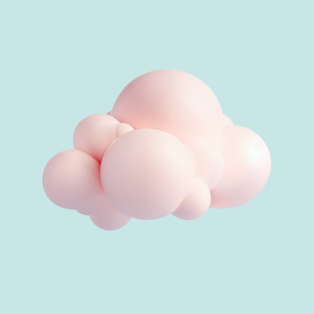 3d rendering of a pink cloud isolated on a blue background.のイラスト素材