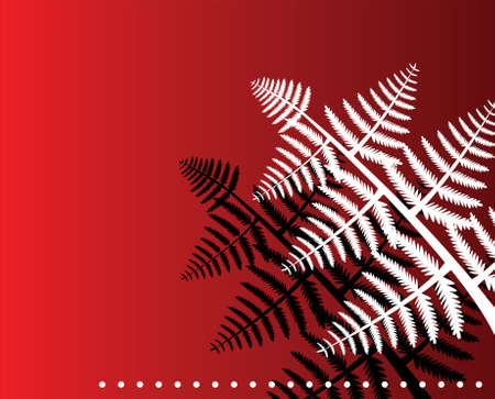 vector fern leaves on red backgroundのイラスト素材