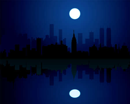 vector city at night backgroundのイラスト素材