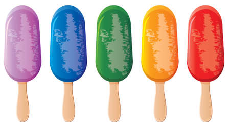 five vector colorful popsiclesのイラスト素材