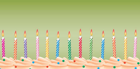 row of birthday candles on cakeのイラスト素材