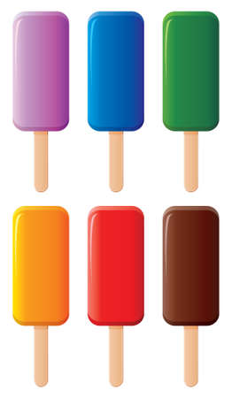 fruit and chocolate colorful ice creamのイラスト素材