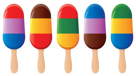 fruit and chocolate colorful ice creamのイラスト素材