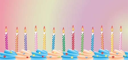 row of birthday candles on cakeのイラスト素材