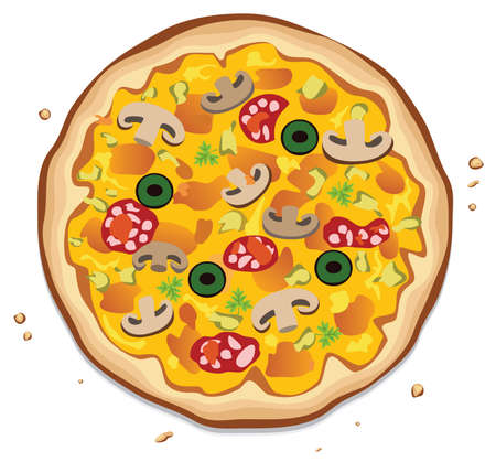 italian pizza on white backgroundのイラスト素材
