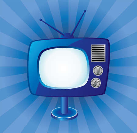  blue retro tv set のイラスト素材