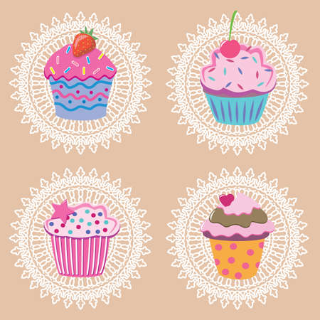retro cupcakesのイラスト素材