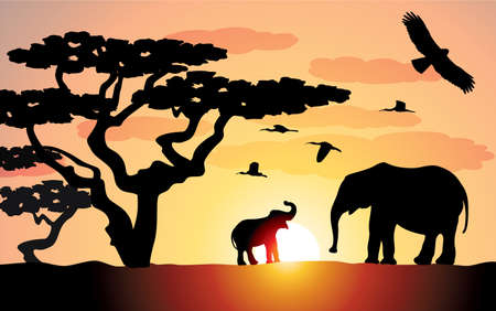 elephants in africaのイラスト素材