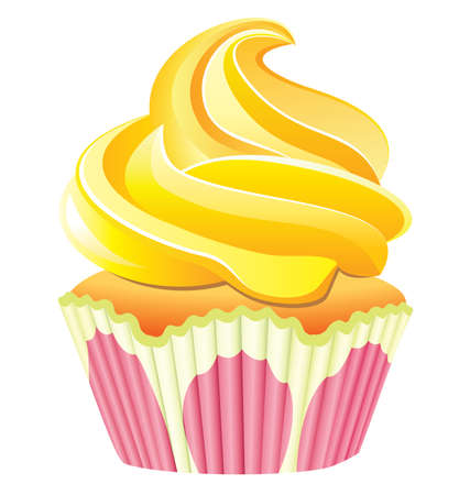 cupcake with yellow creamのイラスト素材