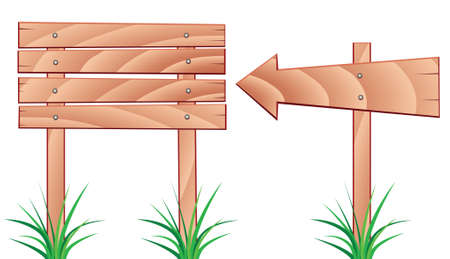 vector wooden elements and grassのイラスト素材