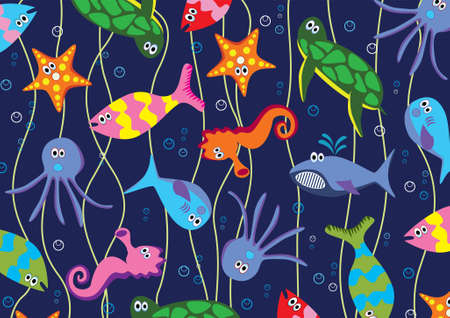 background of colorful sea animals のイラスト素材