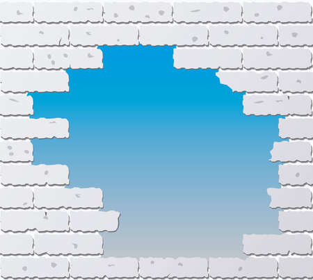illustration of broken gray brick wallのイラスト素材
