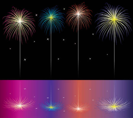   fireworks reflected in waterのイラスト素材