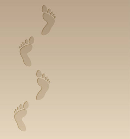   foot steps on the sandのイラスト素材