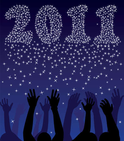 2011   background with raised handsのイラスト素材