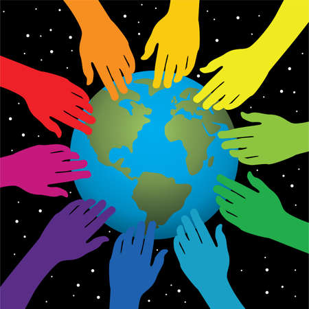   background of hands touching earthのイラスト素材