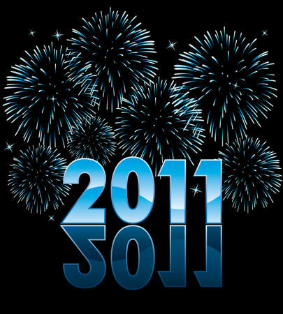 new year 2011 numbers with fireworks