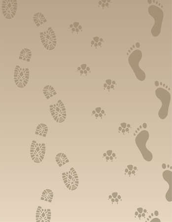 foot prints of men and dogのイラスト素材