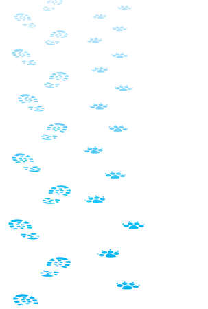 foot prints of man and dog のイラスト素材