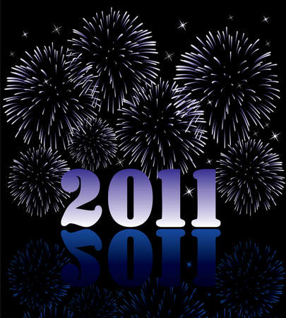 new year 2011 numbers with fireworksのイラスト素材