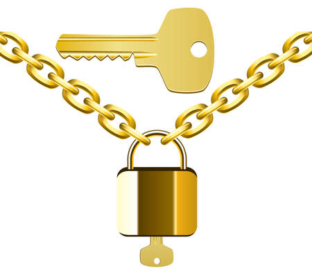 chain, lock and keyのイラスト素材
