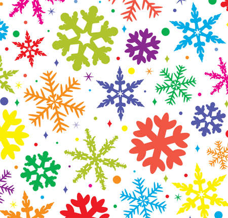 winter background with colorful snowflakesのイラスト素材