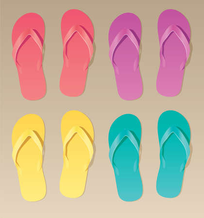 vector set of colorful flip flopsのイラスト素材