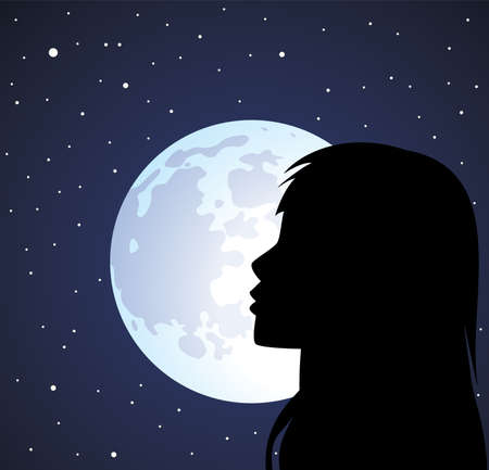  silhouette of a face of a girlのイラスト素材