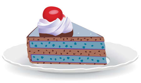 fruit and chocolate cake slice on a plateのイラスト素材