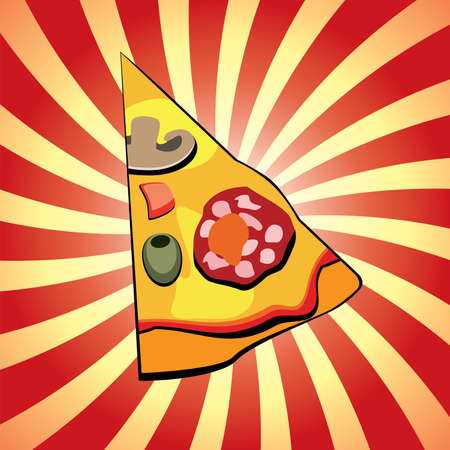 italian pizza slice on retro backgroundのイラスト素材