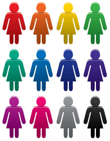 set of colorful female symbolsのイラスト素材