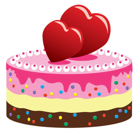 valentine cake with heartsのイラスト素材